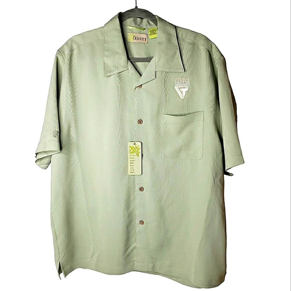Cubavera Cuban Triad Racing Development Logo Rayon Blend NWT Large Camp Shirt